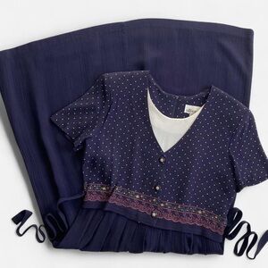 Vintage navy polka dot floral dress